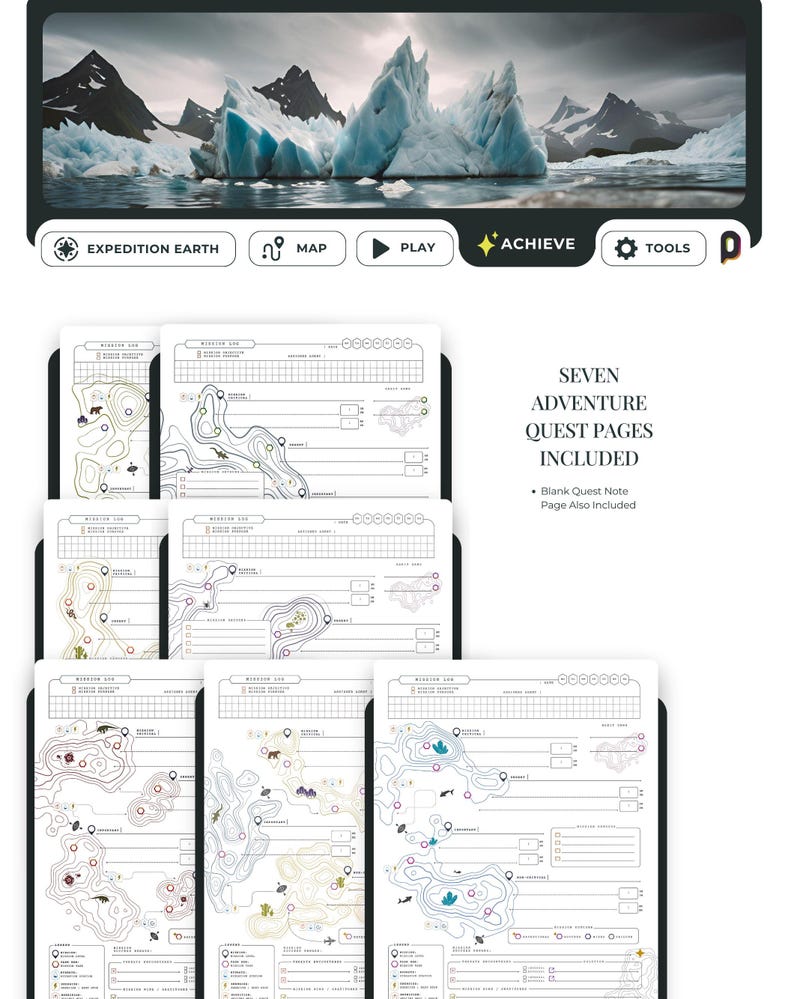 7 total adventure pages are included with the purchase.