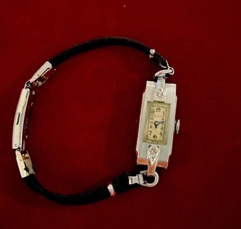Vtg Bulova 1934 MISS LIBERTY Lady Deco Rectangle Manual Wind 