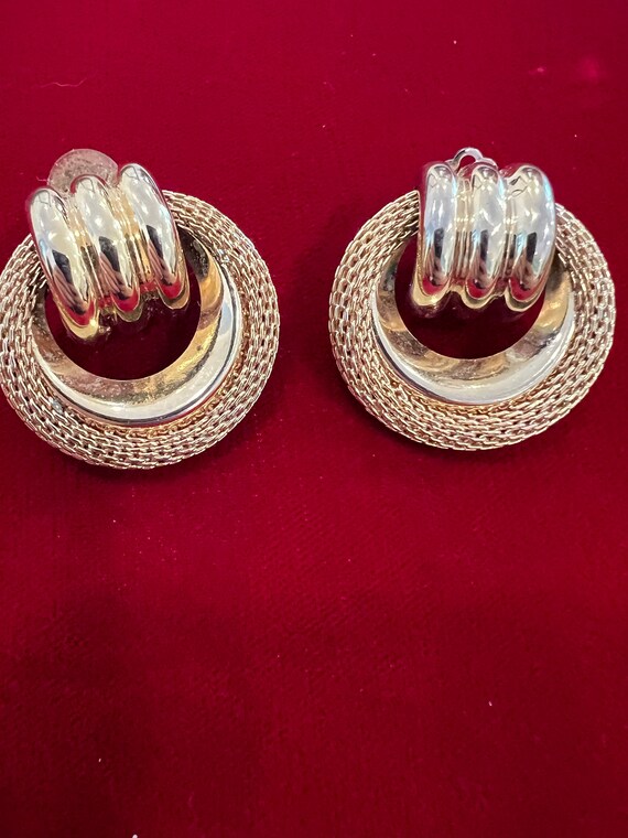 Vintage Gold Plated Mesh Hoop clip earrings