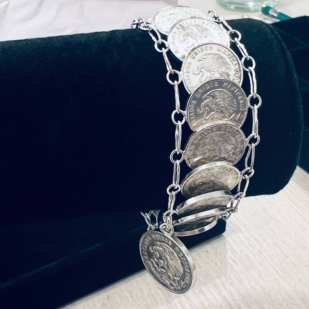 Midcentury Mexican Souvenir Coin Bracelet Etsy