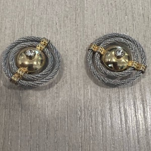 Vintage circle rhinestone clip on earrings