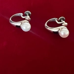 Authentic Sterling silver Cartier 18k Pearl earrings