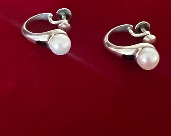 Authentic Sterling silver Cartier 18k Pearl earrings