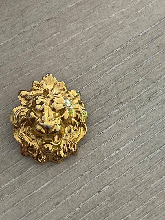 Vintage Roaring LION Head Heavy Gold Plated - image 4