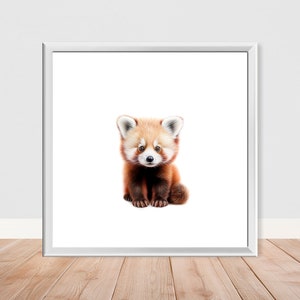 Lámina de safari para guardería de panda rojo bebé: individual o crea tu propio juego: regalo para guardería de niños y niñas: tamaño A4, A3, A2, 50 x 50 cm