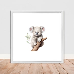 Lámina de safari para guardería de koalas bebés (individual o para crear tu propio set) – Regalo para guardería de niños y niñas – A4, A3, A2, 50 x 50 cm