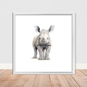 Lámina de safari para guardería de rinoceronte para bebés: individual o crea tu propio conjunto: regalo para guardería de niños y niñas: tamaño A4, A3, A2, 50 x 50 cm