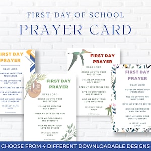 Tarjetas de oración del primer día de clases para niños - Regreso a la escuela - Etiquetas religiosas - Escuela dominical imprimible - Iglesia imprimible - Regreso a la escuela
