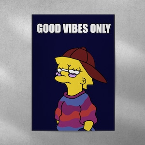 Aesthetic Lisa Simpson Character Good Vibes Illustration Print