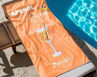 APEROL Spritz Handtuch 140x70 / Aperol Queen Strandtuch / Aperol King Strandtuch / Personalisierbar / Aperol / Geschenke / Sommer / Urlaub