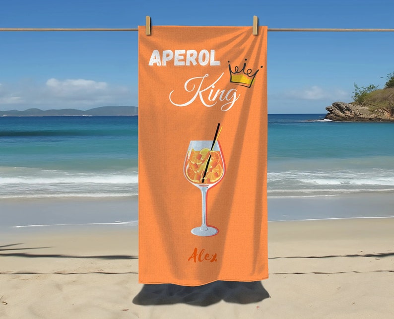 APEROL Spritz Towel / Aperol Queen Beach Towel / Aperol King Beach Towel / Personalizable / Aperol / Gifts / Summer / Vacation image 3