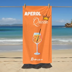 APEROL Spritz Towel / Aperol Queen Beach Towel / Aperol King Beach Towel / Personalizable / Aperol / Gifts / Summer / Vacation Weiß