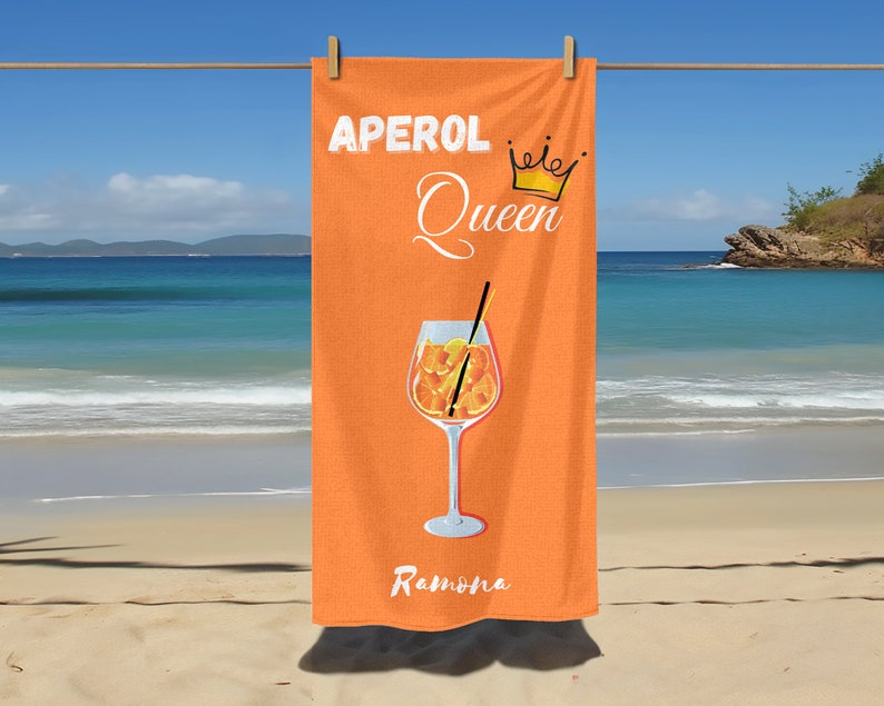 APEROL Spritz Towel / Aperol Queen Beach Towel / Aperol King Beach Towel / Personalizable / Aperol / Gifts / Summer / Vacation Weiß