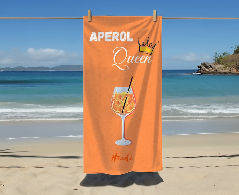 APEROL Spritz Towel / Aperol Queen Beach Towel / Aperol King Beach Towel / Personalizable / Aperol / Gifts / Summer / Vacation Orange