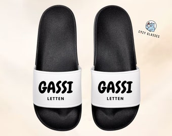 Gassi Letten - Strandschuhe / Badelatschen / FlipFlops / Adiletten / Slides / Slipper / Für Hundebesitzer / Badelatschen Personalisiert