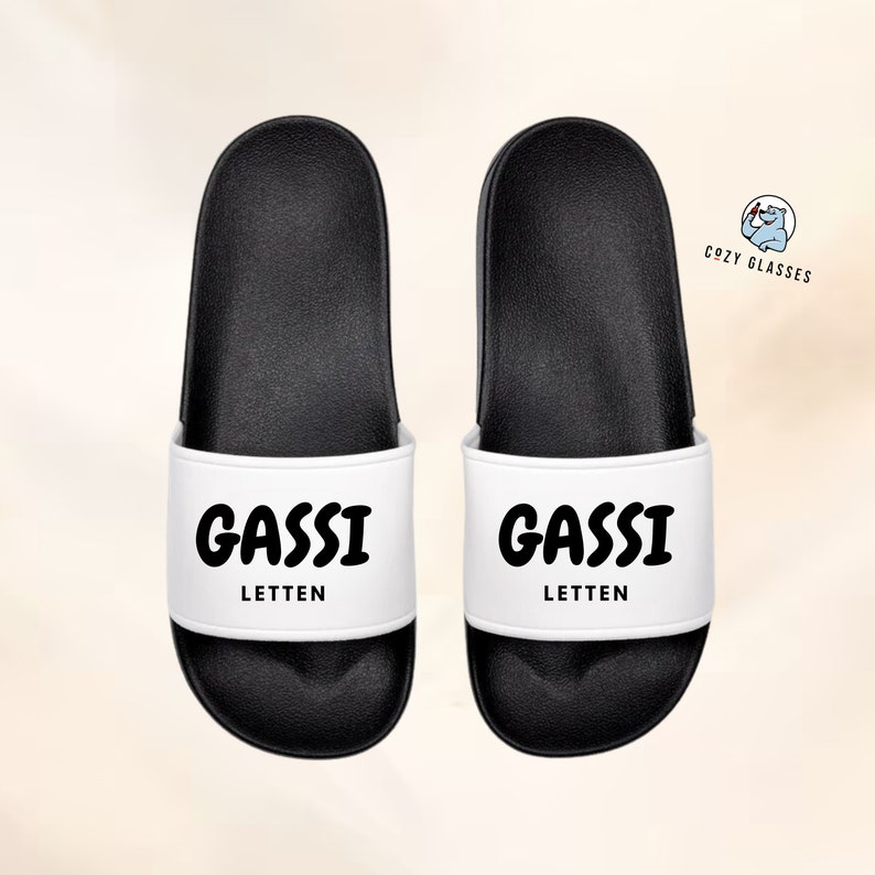 Gassi Letten Strandschuhe / Badelatschen / FlipFlops / Adiletten / Slides / Slipper / Für Hundebesitzer / Badelatschen Personalisiert Bild 1