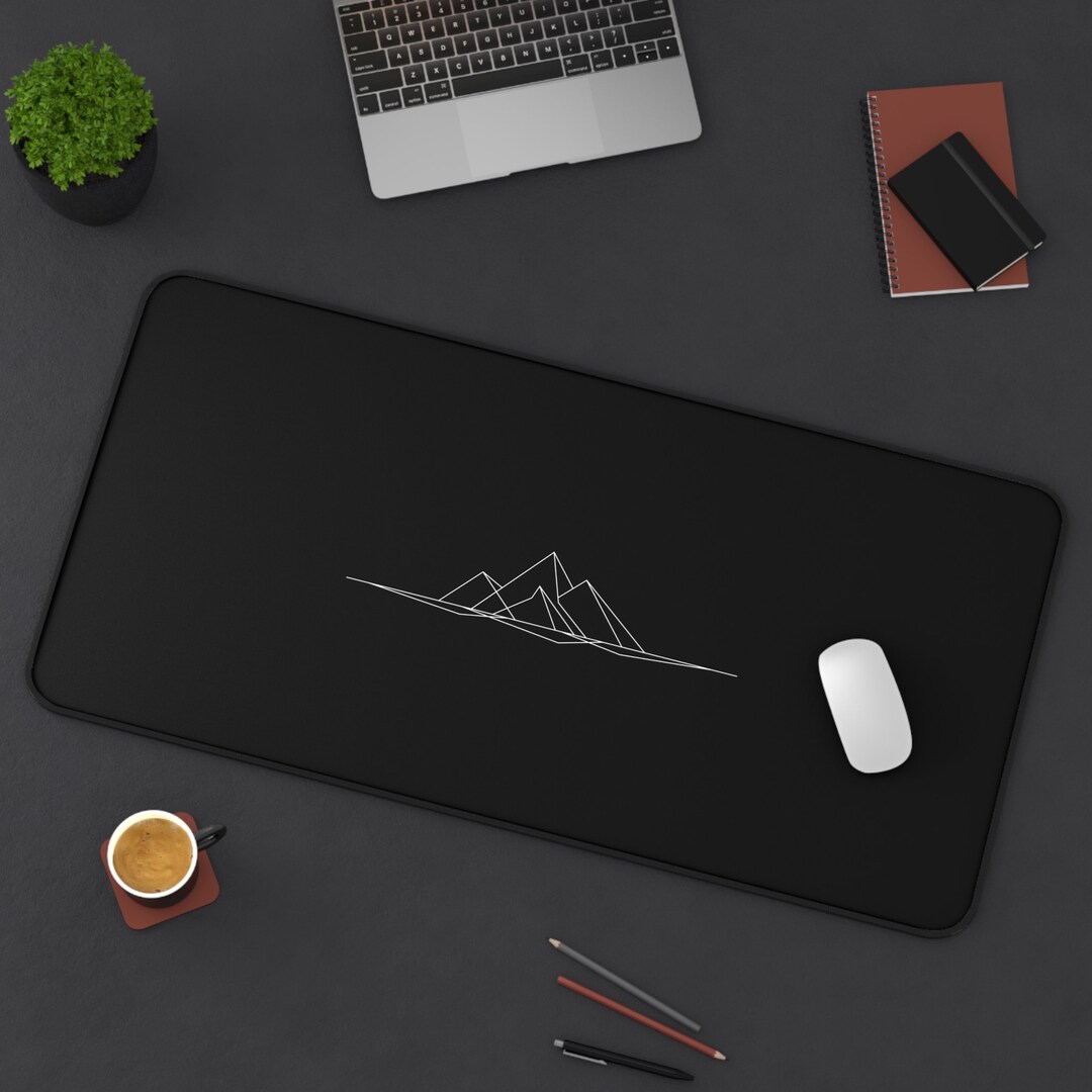 Minimalistic Black Desk Mat With Moutains Minimal Design Desk Etsy