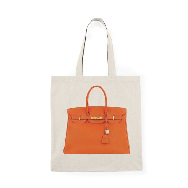 Orange Designer Bag Natural Tote Bag Hermes Birkin Parody