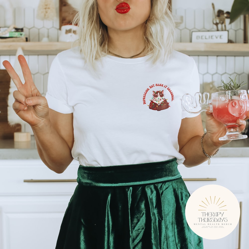 Mental Health Tshirt | Seasonal Depression | Mental Health Gift | Christmas Shirt | Depression Shirt | Cat Shirt | Funny Mental Health Shirt