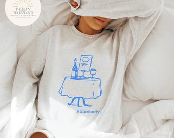 Felpa da casalingo / Girocollo con grafica minimalista / Introverso
