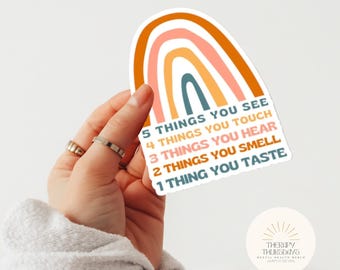 Grounding Sticker | 5 Senses Grounding | Meditation | Therapy Sticker | Mental Health Sticker | Anxiety sticker | Social Worker | Trauma