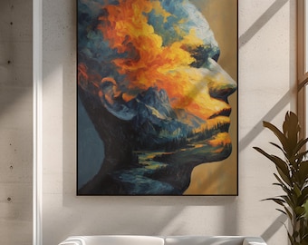 Mind Blown Digital Print, Trippy Wall Art, Weird Wall Arts Maximalist Gallery Above Couch Art Dopamine Decor y2k aesthetic Art Trippy Poster