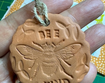Handmade Terra Cotta Essential Oil Diffuser Ornament – Bee Design on Twine / Gift Bag Tag / - Made By Patti @BirdontheRiver
