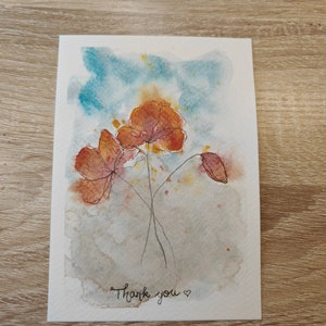Carte postale "Merci" aquarelle originale