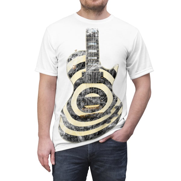 Wylde Guitar, Music, Metal, Rock N Roll, Full Print - WHITE - Unisex Cut & Sew Tee (AOP)