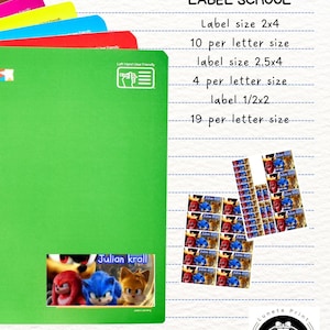 Etiquetas de nombre SONIC Etiquetas de nombre imprimibles para la escuela, pegatinas de nombre personalizadas