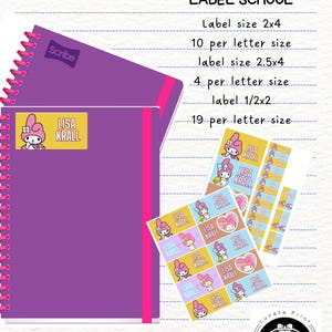 Etichette con nome MELODY KITTY Etichette con nome stampabili per la scuola, adesivi con nome personalizzati