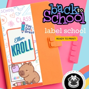 Capybara school labels,name labels Printable Name Labels for School, Personalized Name Stickers