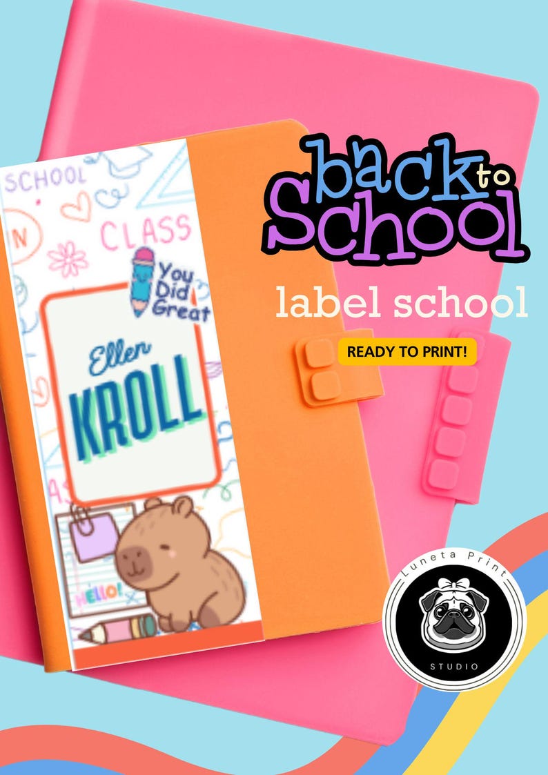 Capybara School Labels,name Labels Printable Name Labels for School ...