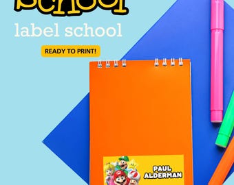 MARIO BROS VIDEOGAME name labels Printable Name Labels for School, Personalized Name Stickers Printable and personalized labels-School