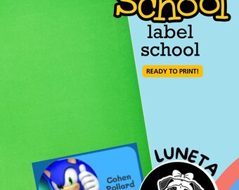 SONIC name labels Printable Name Labels for School, Personalized Name Stickers