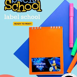 Etiquetas de nombre de Sonic Etiquetas de nombre imprimibles para la escuela, pegatinas de nombre personalizadas