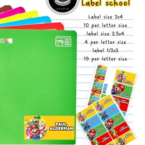 MARIO BROS VIDEOGAME Namensetiketten Druckbare Namensetiketten für die Schule, personalisierte Namensaufkleber Druckbare und personalisierte Namensaufkleber Schule