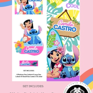 lilo & stitch name labels Printable Name Labels for School, Personalized Name Stickers