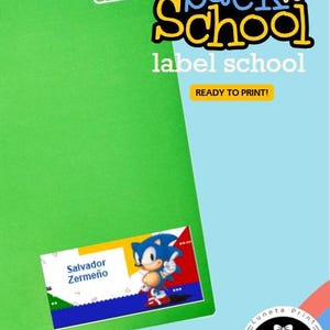 Etiquetas de nombre de Sonic Etiquetas de nombre imprimibles para la escuela, pegatinas de nombre personalizadas