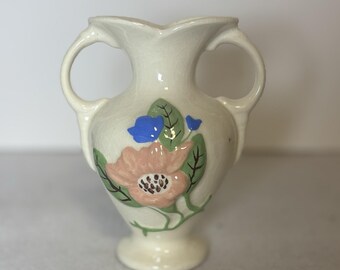 Vase vintage Hull Art USA en magnolia à double anse