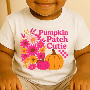 Pumpkin Patch PNG - Pumpkin Patch Cutie fall png for sublimation shirts - floral pumpkin design for POD sellers