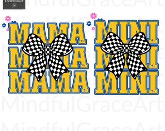 Mama and Mini Checkered Coquette PNG| Checkered Mama Pattern PNG| Trendy Mama and Mini Sublimation design for tshirt designs| Girl Mom PNG