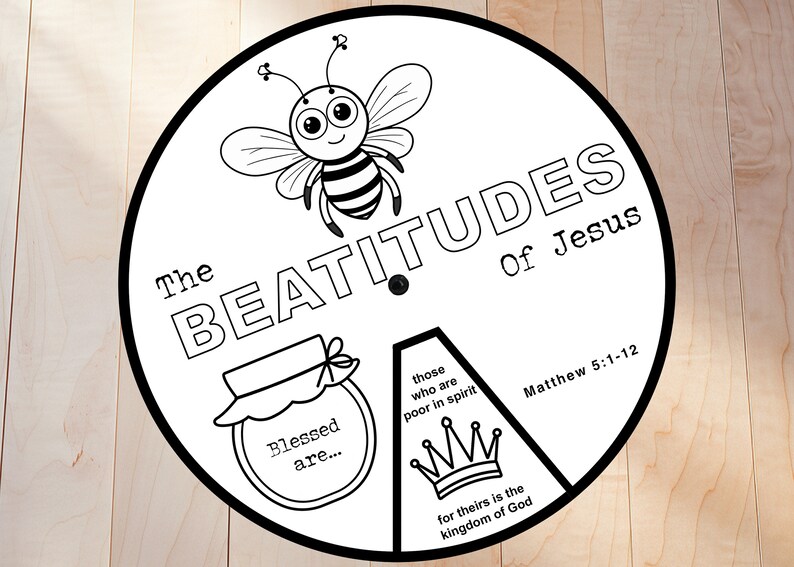 Beatitudes Coloring Wheel Printable Bible Verse Activity - Etsy