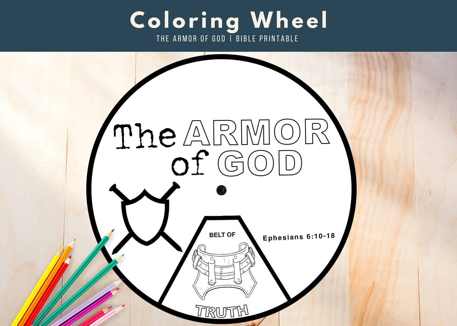 Color Wheel With Scriptures The Armor of God Bible Coloring Wheel, Scripture Activity, Bible Memory ...