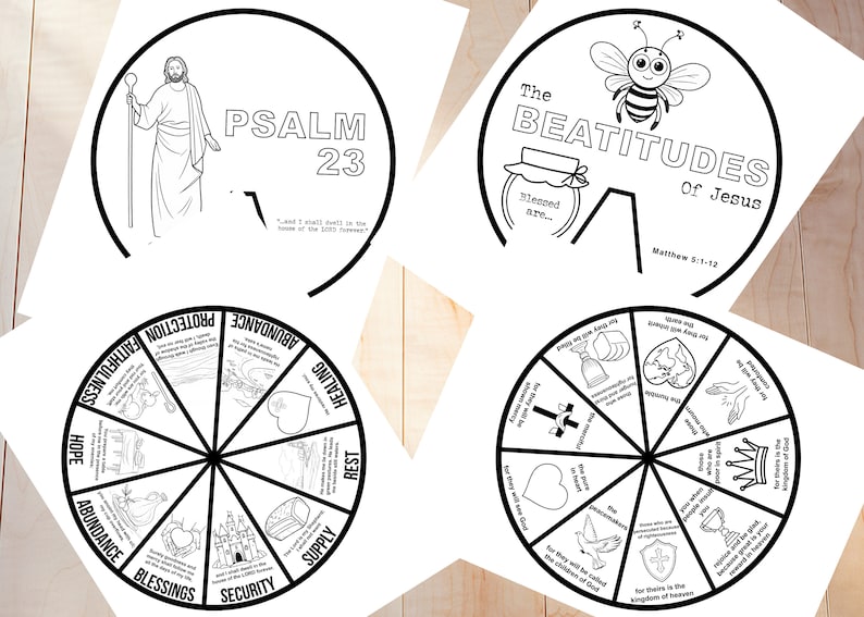 Color Wheel With Scriptures 10 Pack Coloring Wheel Bundle for Kids, Printable Bible Activity, Kids ...