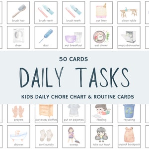Daily Responsibilities Routine Chart (50 Pack), Daily Visual Routine Chart, Daily Tasks, Routine Cards and Chore Chart