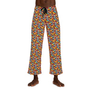 Orange Dino Camo Men s Pajama Pants Etsy
