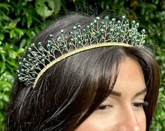 Handmade Emerald Green Tiara / Bridesmaid Tiara / Birthday Crown /  Bachelorette Tiara