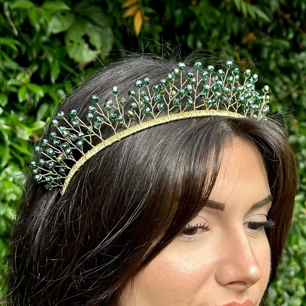 Handmade Emerald Green Tiara / Bridesmaid Tiara / Birthday Crown /  Bachelorette Tiara