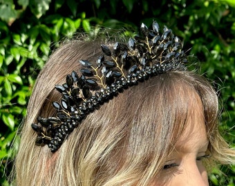 Black Tiara / Birthday Tiara / Black Headband / Gothic Tiara